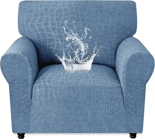 Vista 23 de MAXIJIN Funda impermeable para sillón de sala de estar, 1 pieza elástica con brazos, protector de muebles lavable para perros y mascotas (S, café)