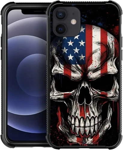 Vista 111 de Funda compatible con iPhone 8, a prueba de golpes, antiarañazos, bandera de ciervos de cola blanca de grano de madera estadounidense