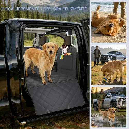 Vista 3 de Extensor de asiento trasero XL para perros, funda de asiento de Negro