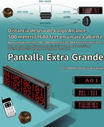 Vista 3 de Sistema de localización de restaurantes Sistema de llamada de mesa con 15 botones de llamada