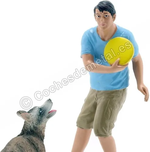 Vista 3 de American Diorama 23889 Figurine Hombre/Perro Escala 1:18 Azul/Amarillo/Verde