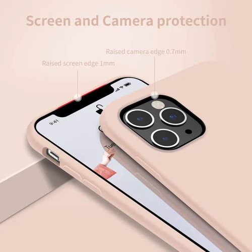 Vista 7 de OTOFLY Funda compatible con iPhone 11 Pro, ultra delgada, de silicona líquida, antiarañazos, a prueba de golpes, con forro de microfibra (rosa)
