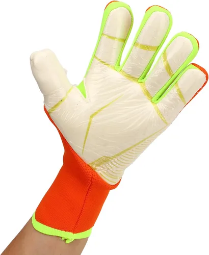Vista 5 de Soccer Goalie Gloves for Men Women, Anti Slip Soccer Goalkeeper Gloves, Premium Latex Palm with Finger Protection, Breathable Nylon Backhand, Orange