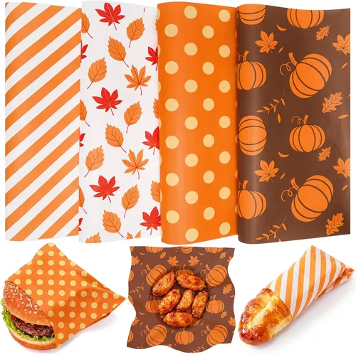 Vista 14 de Maitys 100 hojas de papel encerado de Navidad para alimentos, envoltura