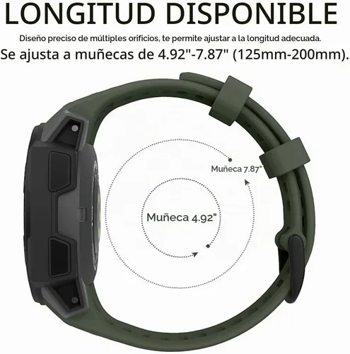 Vista 6 de MoKo - Correa de silicona compatible con Garmin Instinct e Instinct 2 Verde militar