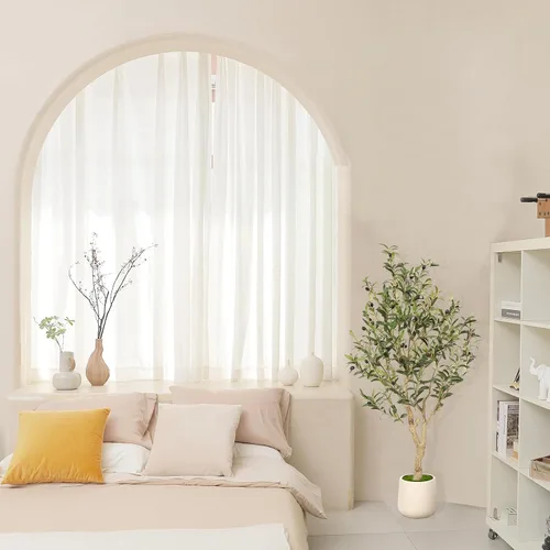 Vista 2 de Realead Árbol de olivo sintético de 4 pies – Plantas realistas de olivo de interior – Olivo falso con tronco grueso y frutas realistas – Olivos