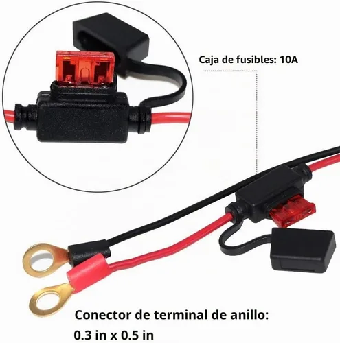 Vista 3 de SPARKING Conjunto de terminales de anillo de conexión rápida/desconexión del arnés de terminal SAE de 2 pies, fusible de 10 A (2 pies)