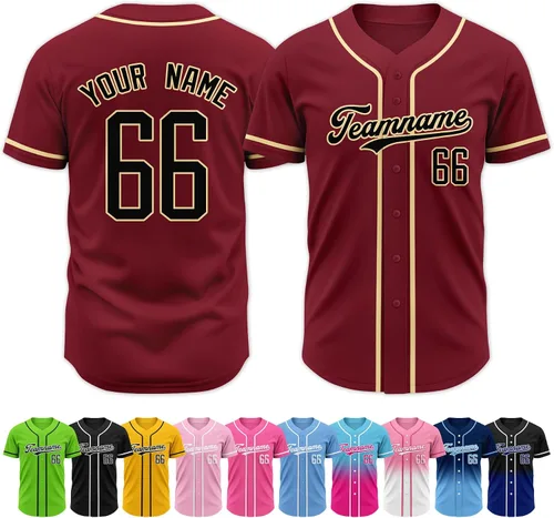Vista 12 de Custom Baseball Jersey Stitched Personalized Name Number Baseball Shirts Sports Uniform for Men Women Boy