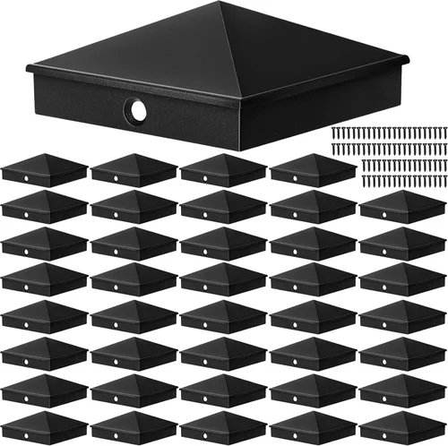 Vista 10 de Cubiertas de poste de aluminio Dunzy Tapas de poste de valla de pirámide para manga nominal con tornillos para buzón de correo al aire libre
