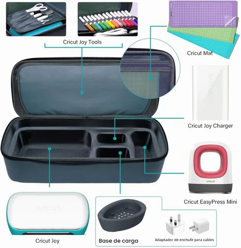 Vista 5 de Estuche rígido de viaje para Cricut Joy, fundas de transporte para Cricut Easy Press Mini con 3 alfombrillas de corte, bolsa de almacenamiento