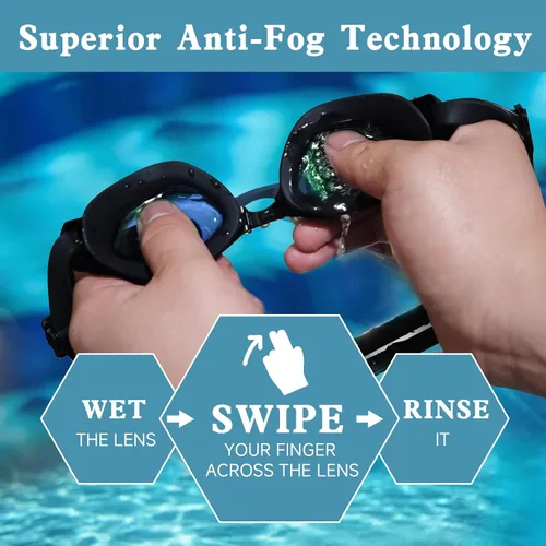 Vista 4 de Gafas de natación polarizadas para adultos, hombres, mujeres, jóvenes, antivaho anti rayos UV, sin fugas, alta definición, amplia visión