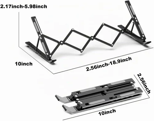 Vista 8 de Soporte ajustable para portátil de 7 niveles, elevador Negro
