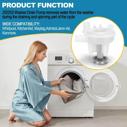 Vista 2 de Lucky Seven 202203 Bomba de drenaje para lavadora Maytag, sustituye a 202203, 202540, 6-2022030, WP6-2022030