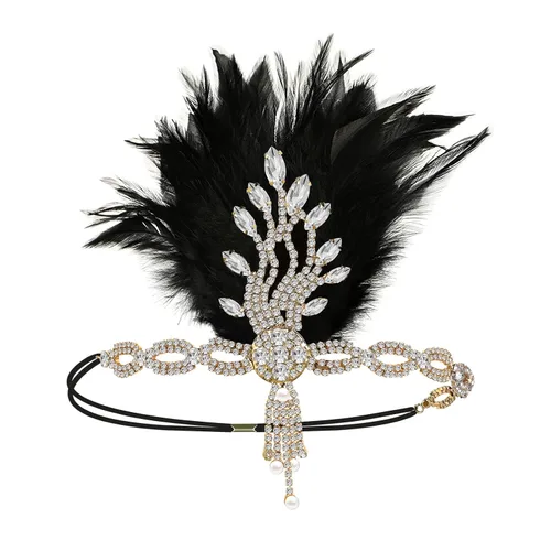 Vista 6 de FRCOLOR Diadema de cristal de los años 20, accesorios para el cabello de Gatsby para mujer