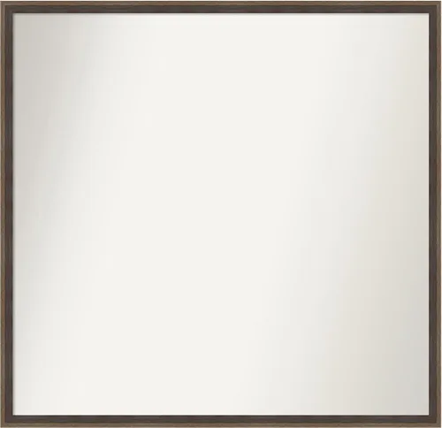 Vista 52 de Amanti Art Brown Bathroom Mirror for Over Sink, 21x33 Custom Made Hardwood Wedge Mocha Rectangle Vanity Mirror, Large Modern Wood Frame, Hangs