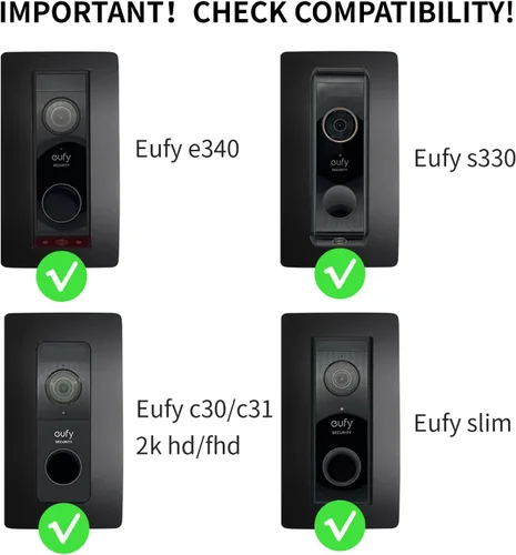 Vista 6 de Placa frontal de acero inoxidable, accesorios para UE - timbre de video - Fy/Video Doorbell, E340, 2K HD, S330, C30, C31, delgado, soporte, placa