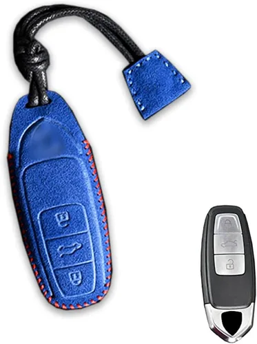 Vista 7 de Luxury Suede Handmade Leather Key Fob Case Holder Shell Fit for Lamborghini URUS 2018-2020 With Key Chain