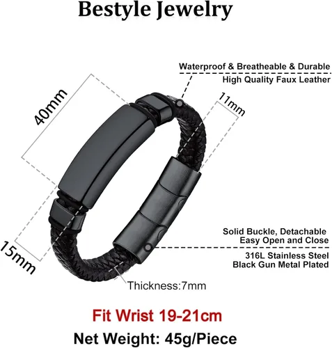 Vista 7 de Bestyle Pulseras vikingas trenzadas de cuero genuino para hombres y niños, estilo vintage, martillo de Thor, calavera, masón masónico, pulseras