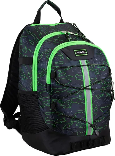 Vista 11 de FUEL Mochila de senderismo para mujeres y hombres, Terra Sport, viajes, universidad, gimnasio, trabajo con funda para laptop, Bungee, 18 pulgadas