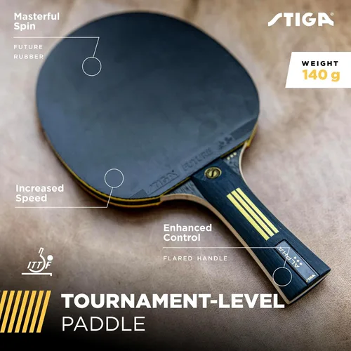 Vista 2 de STIGA Bullet Ping Pong Paddle – 5-ply Extra Light Blade – 2mm Premium Sponge – Flared Handle for Masterful Grip – Performance Table Tennis Racket