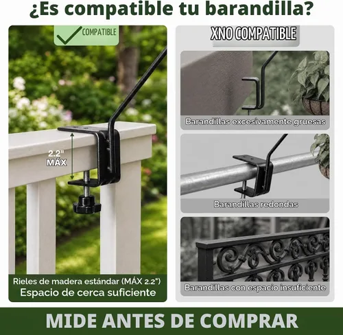 Vista 3 de Kingsyard Gancho de cubierta resistente de 10 pulgadas de tamaño medio - Ganchos de barandilla de cubierta de metal para colgar comederos