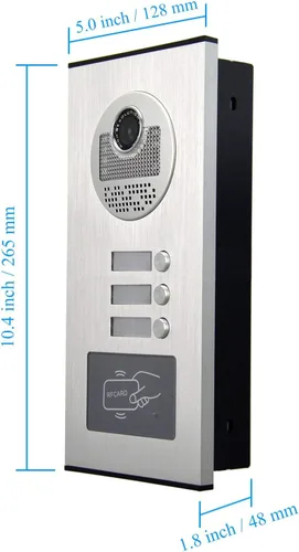 Vista 2 de Cableado 3 Tecla 3 Unidades Cámara de Puerta Apartamento Video Intercomunicador Timbre Puerta Teléfono Soporte IR Visión Nocturna, ID Keyfob