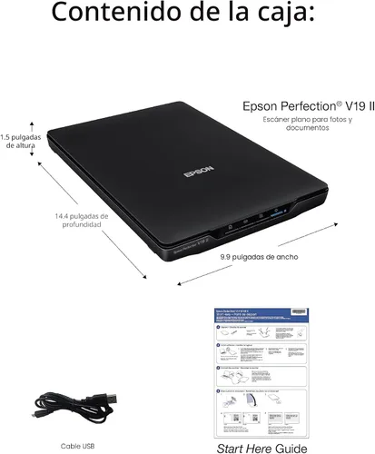 Vista 4 de Epson Perfection V19 II - Escáner plano de documentos y fotos a color con resolución óptica de 4800 ppp, alimentación USB y tapa extraíble de gran