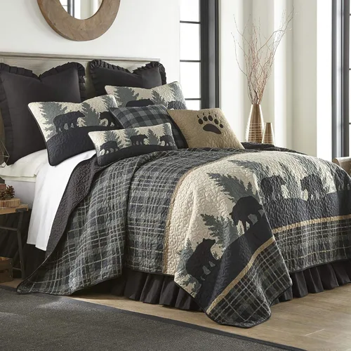 Vista 4 de Donna Sharp - Ropa de cama a cuadros diseño de caminata de osos Cierre de cremallera fácil de quitar, combina con juegos de cama, mantas