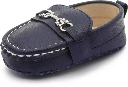 Vista 13 de LONSOEN - Zapatos de cuna para aprender a caminar, de vestir, para niños y niñas 209 Negro