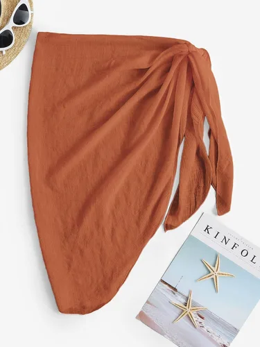 Vista 4 de ZAFUL - Pareo de mujer, pareo de playa, pareo transparente para bikini, pareo de gasa para traje de baño 0- Café