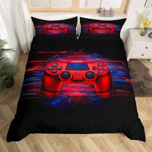 Vista 44 de Erosebridal - Ropa de cama para adolescentes y niños, estampado de control de videojuegos, funda de edredón tamaño individual, 2 piezas con 1 funda