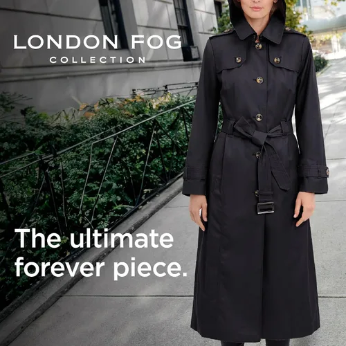Vista 2 de LONDON FOG womens Single Breasted Long Trench Coat With Epaulettes and Belt