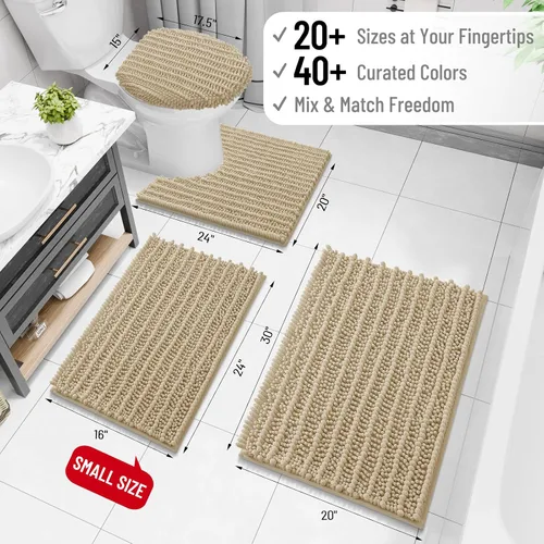 Vista 2 de Arotive - Alfombra de baño de lujo de chenilla, extra suave, gruesa, absorbente, esponjosa, antideslizante, se puede lavar y secar a máquina