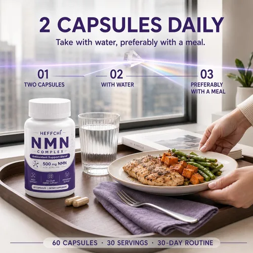 Vista 7 de Suplemento NMN 500 mg con Resveratrol y Antioxidantes, 60 Cápsulas