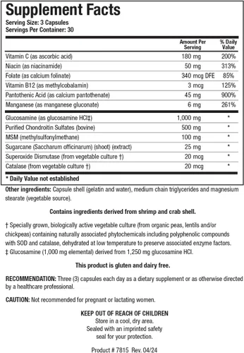 Vista 2 de BIOTICS Investigación ChondroSamine Plus ChondroSamine Plus con Glucosamina, Soporte Articular, 90 Cápsulas