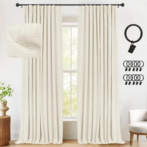 Vista 22 de INOVADAY Cortinas térmicas para puerta corredera 100% opacas para dormitorio, cortinas de puerta corrediza de vidrio extra anchas para patio, lino
