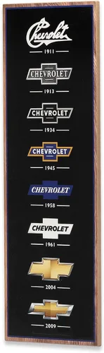 Vista 2 de Open Road Brands Chevrolet Logo Evolution - Decoración de pared de madera vertical - Arte de pared grande de Chevrolet para cueva de hombre o garaje