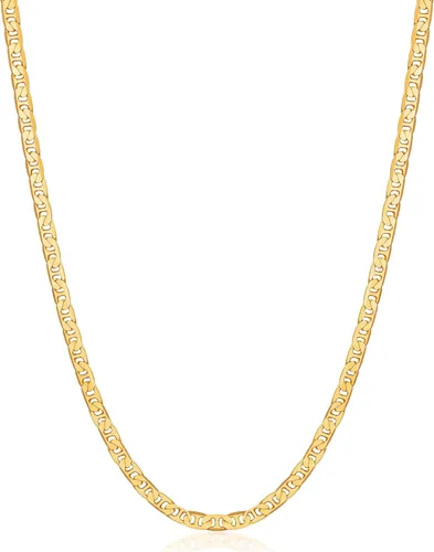 Vista 10 de Barzel - Collar de cadena Mariner chapado en oro de 18 quilates para mujer, plana Marina - Hecho en Brasil Oro de 3 mm.