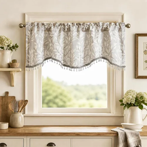 Vista 31 de VOGOL Cenefa floral negra para ventanas, patrón de pájaro, 52 x 18 pulgadas *Pájaro dorado