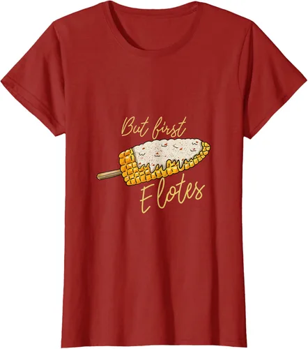 Vista 20 de But First Elotes Corn on the Cob - Camiseta divertida para amantes de la comida mexicana, Negro, S