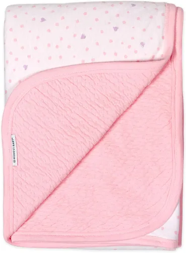 Vista 15 de HonestBaby Matelasse Manta reversible de recepción 100% algodón orgánico para bebés, niños, niñas, rayas de arco iris, azul, talla única Rayas