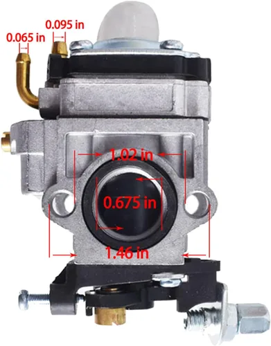 Vista 4 de Carburador 300486 Reemplazo para 2 ciclos 43cc Reemplazo para Powermate PCV43 Tiller Motor Parts con junta de reemplazo para Cultivator A201112