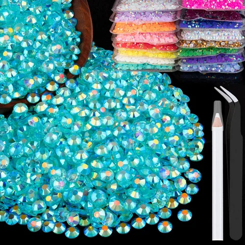 Vista 48 de 5000 piezas de 2mm de strass de resina a granel, strass de gel negros con parte posterior plana y redonda para embellecer sin termoadhesión, gemas