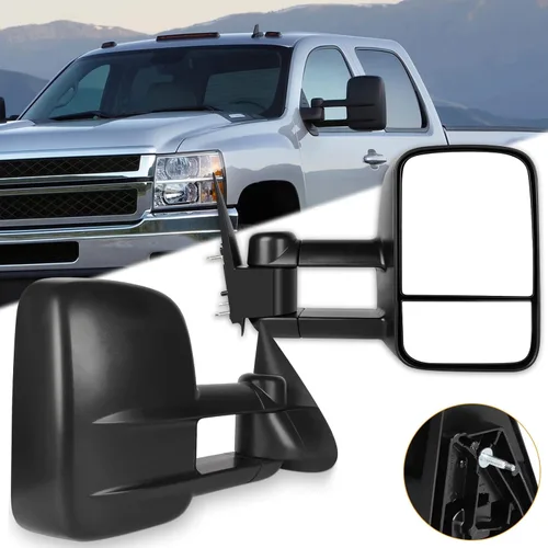 Vista 11 de Conjunto de espejo lateral del conductor o del pasajero para Ford F150 F250 F350 plegable manual, sin calefacción, color negro liso, paquete de 1