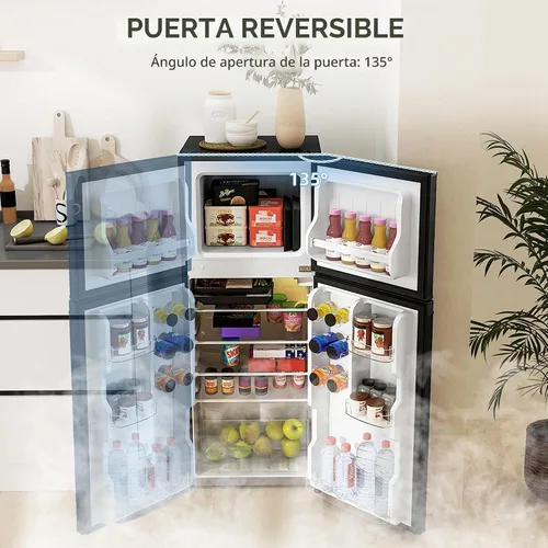Vista 5 de HOMCOM Mini refrigerador de 4 pies cúbicos con congelador con puerta