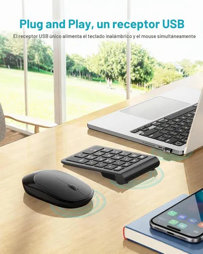 Vista 4 de Lekvey Combo de teclado numérico y mouse inalámbricos, teclado numérico