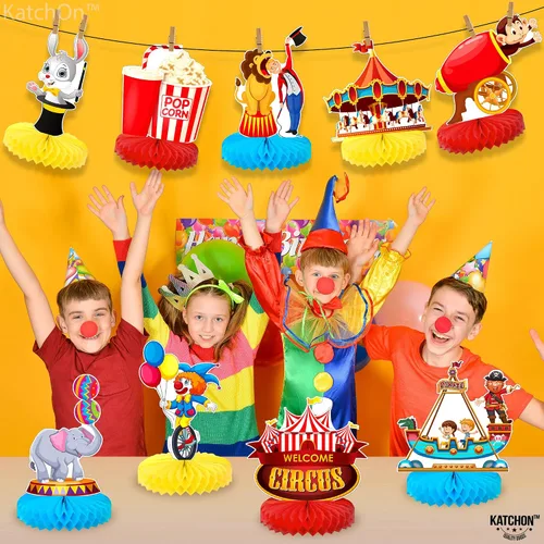 Vista 5 de KatchOn, Centros de mesa de carnaval para mesas, paquete de 9, decoraciones de fiesta temática de circo, decoraciones de mesa de circo, decoración