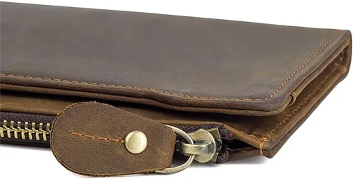 Vista 6 de Genda 2Archer Billetera RFID de cuero genuino vintage para hombre, Marrón, Vintage
