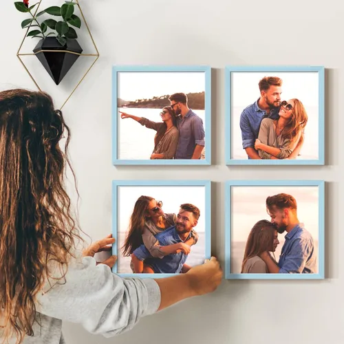 Vista 25 de Renditions Gallery Impresiones fotográficas personalizadas de 8 x 8 con marcos de fotos de madera real. Crea collage de fotos personalizado con Azul