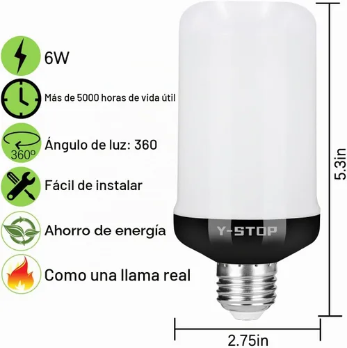 Vista 3 de Y- STOP Bombillas de llama LED, bombilla de fuego con efecto de llama parpadeante, bombillas de 4 modos para decoración de Halloween, bombillas